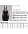 Punk Rave Black Gothic Lace Mesh Slim Fitted T-Shirt for Women