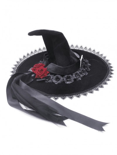 Dark in Love Black Gothic Witch Peaked Halloween Costume Hat