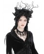 Dark in Love Black Gothic Rose Twig Sheep Horn Headdress