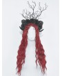 Dark in Love Black Gothic Rose Twig Sheep Horn Headdress