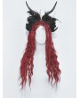 Dark in Love Black Gothic Rose Feather Halloween Sheep Horn Headdress