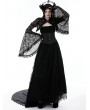 Dark in Love Black Vintage Gothic Victorian Long Trumpet Sleeves Lace Cape for Women