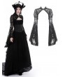 Dark in Love Black Vintage Gothic Victorian Long Trumpet Sleeves Lace Cape for Women