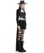 Dark in Love Black Gothic Daily Wear Metal Studded Cape Jacket for Women