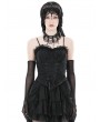 Dark in Love Black Gothic Ruffle Lace Up Strap Overbust Corset Top for Women
