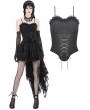 Dark in Love Black Gothic Ruffle Lace Up Strap Overbust Corset Top for Women