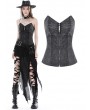 Dark in Love Black Gothic Punk Dye Overbust Zipper Corset for Women