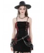 Dark in Love Black and Red Gothic Rebel Girl Dye Frill Corset Top for Women