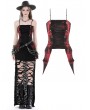 Dark in Love Black and Red Gothic Rebel Girl Dye Frill Corset Top for Women
