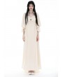 Dark in Love Ivory Vintage Gothic Steampunk Princess Long Puff Sleeve Floor Length Dress