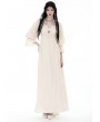 Dark in Love Ivory Vintage Gothic Steampunk Princess Long Puff Sleeve Floor Length Dress