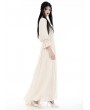 Dark in Love Ivory Vintage Gothic Steampunk Princess Long Puff Sleeve Floor Length Dress