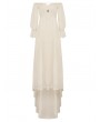 Dark in Love Ivory Vintage Gothic Steampunk Princess Long Puff Sleeve Floor Length Dress