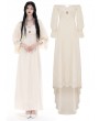 Dark in Love Ivory Vintage Gothic Steampunk Princess Long Puff Sleeve Floor Length Dress