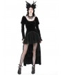 Dark in Love Black Gothic Velvet Ruffle Lace Hem High Low Party Dress