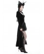 Dark in Love Black Gothic Velvet Ruffle Lace Hem High Low Party Dress