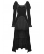 Dark in Love Black Gothic Velvet Ruffle Lace Hem High Low Party Dress