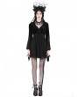 Dark in Love Black Gothic Sexy Velvet Lace Long Trumpet Sleeve Short Party Dress