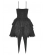 Dark in Love Black Gothic Lace Frilly Strap Short Irregular Party Dress