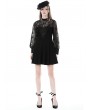 Dark in Love Black Gothic Floral Pattern Lace Long Sleeve Short Casual Dress