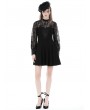 Dark in Love Black Gothic Floral Pattern Lace Long Sleeve Short Casual Dress