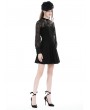 Dark in Love Black Gothic Floral Pattern Lace Long Sleeve Short Casual Dress
