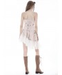 Dark in Love Pink and White Gothic Dye Asymmetric Sexy Party Dress