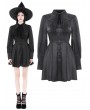 Dark in Love Black Gothic Lace Bow Tie Long Sleeve Short Casual Dress