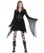 Dark in Love Black Gothic Elegant Fake Two Pieces Mesh Bell Sleeves Dress