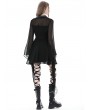 Dark in Love Black Gothic Elegant Fake Two Pieces Mesh Bell Sleeves Dress