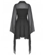 Dark in Love Black Gothic Elegant Fake Two Pieces Mesh Bell Sleeves Dress