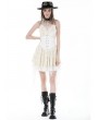 Dark in Love Ivory Gothic Steampunk Girl Frilly Lace Up Velvet Dress