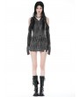 Dark in Love Grey Gothic Punk Ragged Sexy Shoulder Hooded Mini Dress