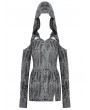 Dark in Love Grey Gothic Punk Ragged Sexy Shoulder Hooded Mini Dress