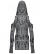 Dark in Love Grey Gothic Punk Ragged Sexy Shoulder Hooded Mini Dress