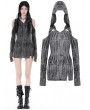 Dark in Love Grey Gothic Punk Ragged Sexy Shoulder Hooded Mini Dress