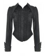 Dark in Love Black Gothic Ruffle Front Button Up Long Sleeve Blouse for Women