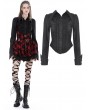 Dark in Love Black Gothic Ruffle Front Button Up Long Sleeve Blouse for Women