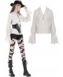 Dark in Love White Retro Gothic Steampunk Long Sleeve Loose Blouse for Women
