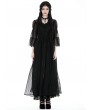 Dark in Love Black Gothic Sexy Mesh Lace Spliced Long Outerwear for Women