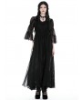 Dark in Love Black Gothic Sexy Mesh Lace Spliced Long Outerwear for Women