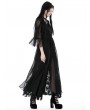 Dark in Love Black Gothic Sexy Mesh Lace Spliced Long Outerwear for Women