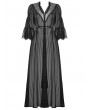 Dark in Love Black Gothic Sexy Mesh Lace Spliced Long Outerwear for Women