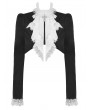 Dark in Love Black and White Gothic Ruffle Bowtie Short Jacket for Women