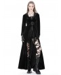 Dark in Love Black Gothic Vintage Velvet Long Hooded Coat for Women