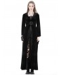 Dark in Love Black Gothic Vintage Velvet Long Hooded Coat for Women