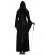 Dark in Love Black Gothic Vintage Velvet Long Hooded Coat for Women