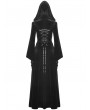 Dark in Love Black Gothic Vintage Velvet Long Hooded Coat for Women