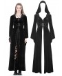 Dark in Love Black Gothic Vintage Velvet Long Hooded Coat for Women