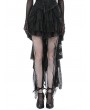 Dark in Love Black Gothic Retro Lace Frilly High Low Party Skirt